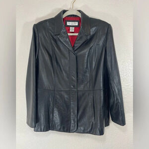 Preston & York Genuine Lamb Skin Black Full Zip Leather Jacket Women’s Petite M